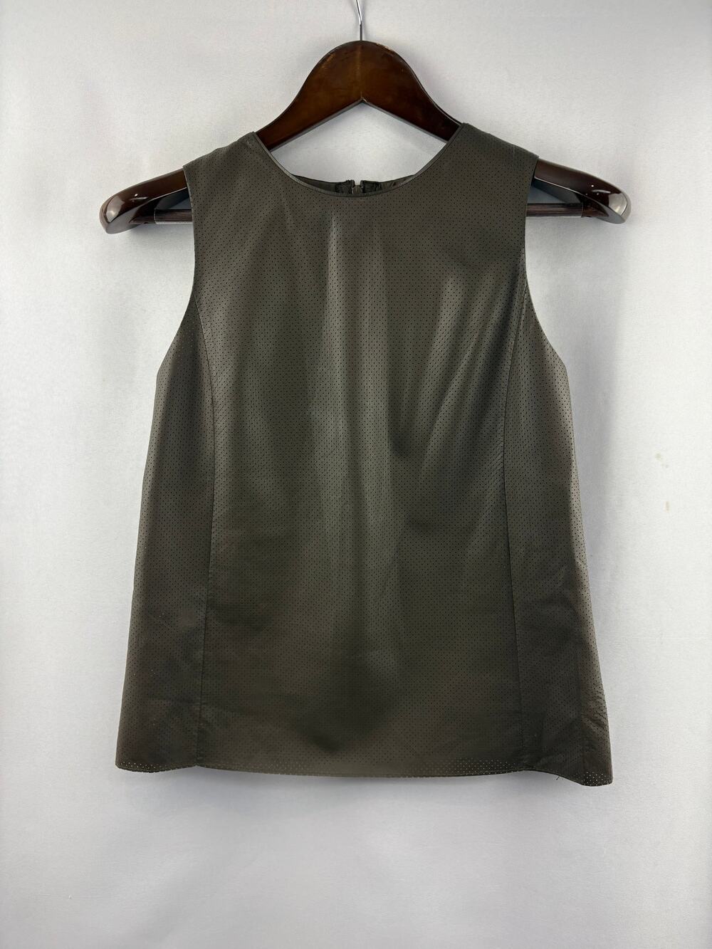 Women’s Vince Size 4 Chocolate Brown Leather Sleeveless Blouse